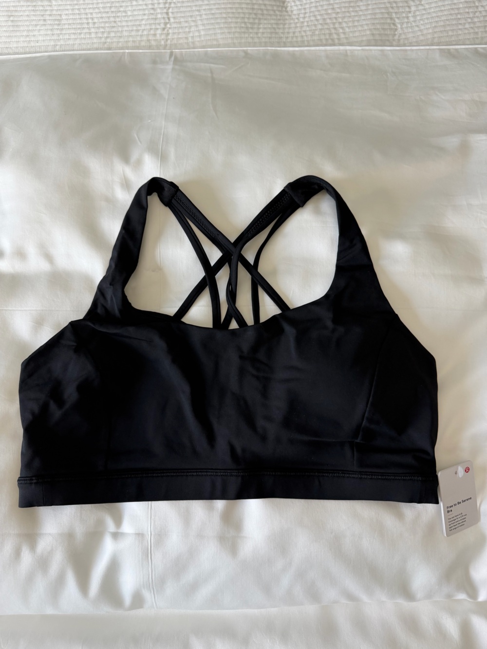 NWT Lululemon athletica Black Strappy sports bra. Sz 12. Free to Be Serene style
